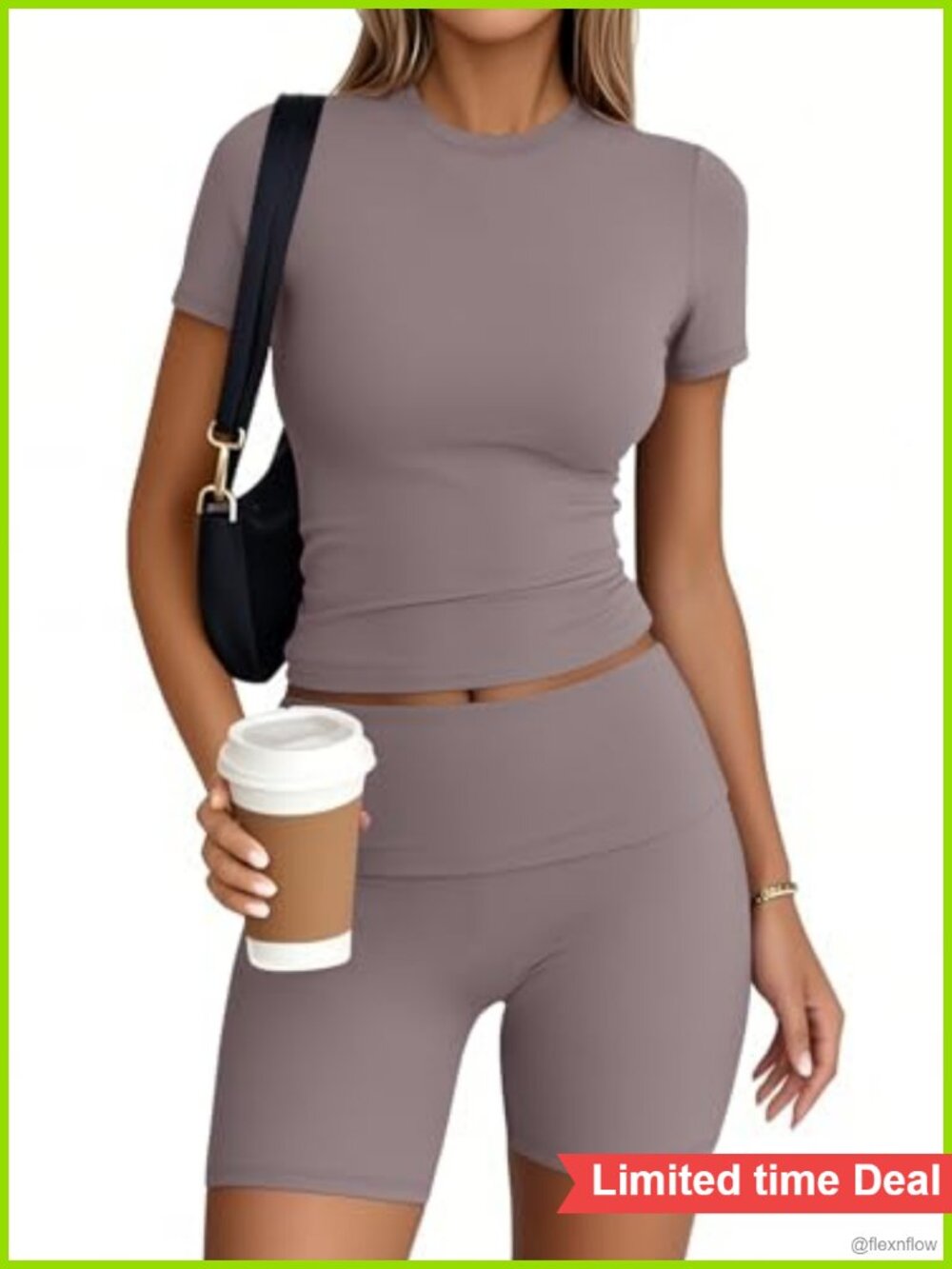 Trendy Queen Women's 2 Piece Workout Set - Crop Top & Shorts, Athletic Lounge